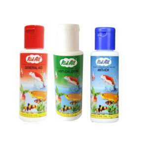 Rid-All Fish Medicine Combo - (General Aid + Anti-Chlorine + Anti-Ich, 120ml Each) | Complete Health Care for Fin & Tail Rot and Body Fungi in Fish | Free Key Ring (Pack of 3)